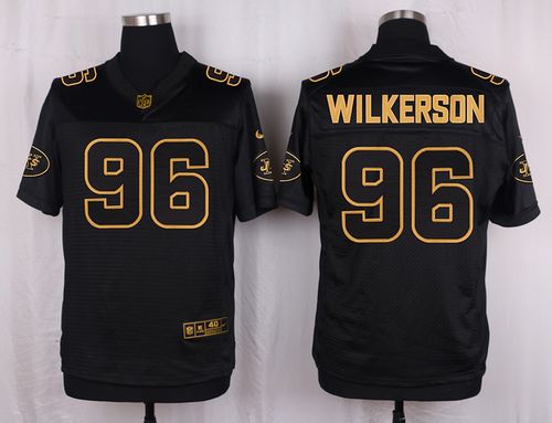 Nike Jets #96 Muhammad Wilkerson Black Men's Stitched NFL Elite Pro Line Gold Collection Jersey - Click Image to Close